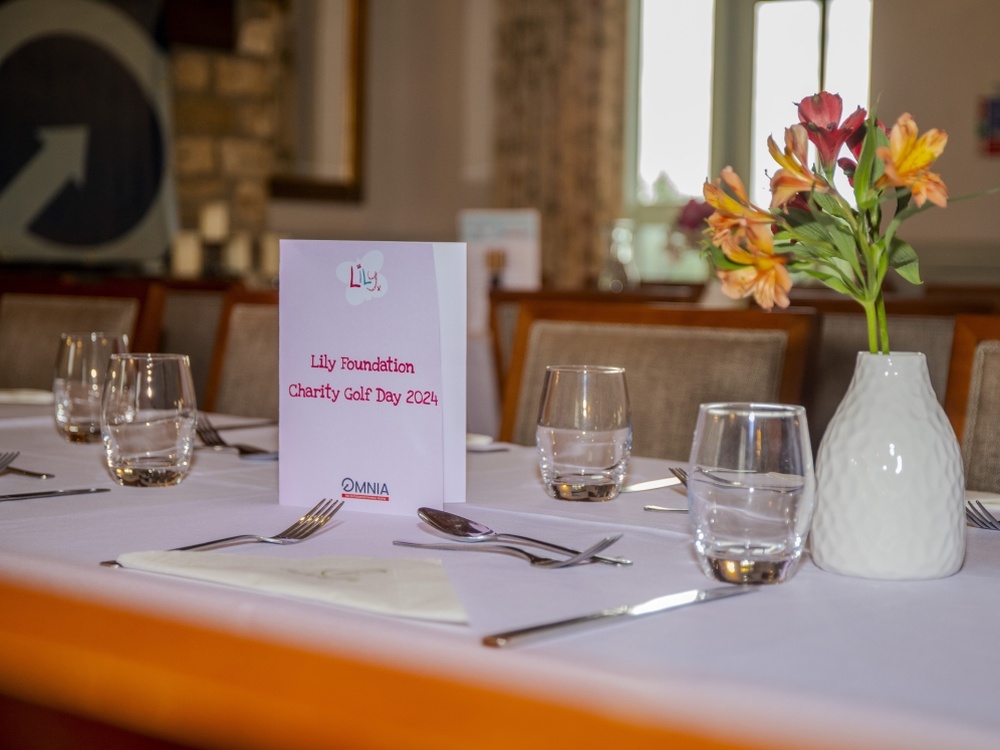 A place setting at the Lily Golf Day dinner