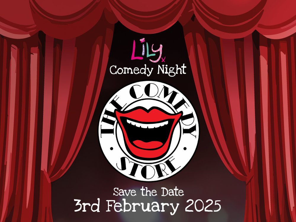 Lily Comedy Night 2025 - Graphic illustration of the Lily Comedy Night with the Comedy Store logo