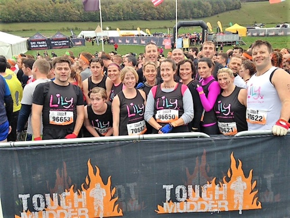 Tough Mudder London West 15k 2025 - A group of people in the Tough Mudder starting pen wearing Lily Foundation tops