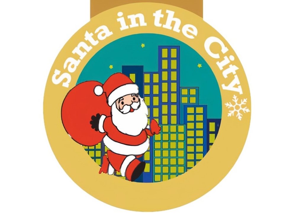 Logo for family-friendly Santa in the City charity run in Tunbridge Wells