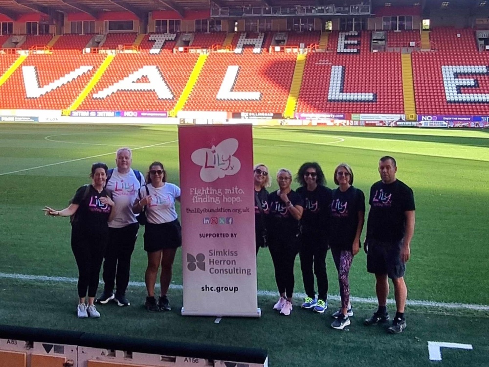 Kevin and supporters inside Charlton's football stadium