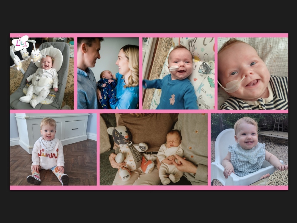 A slide showing images of a baby boy with mitochondrial disease and his parents